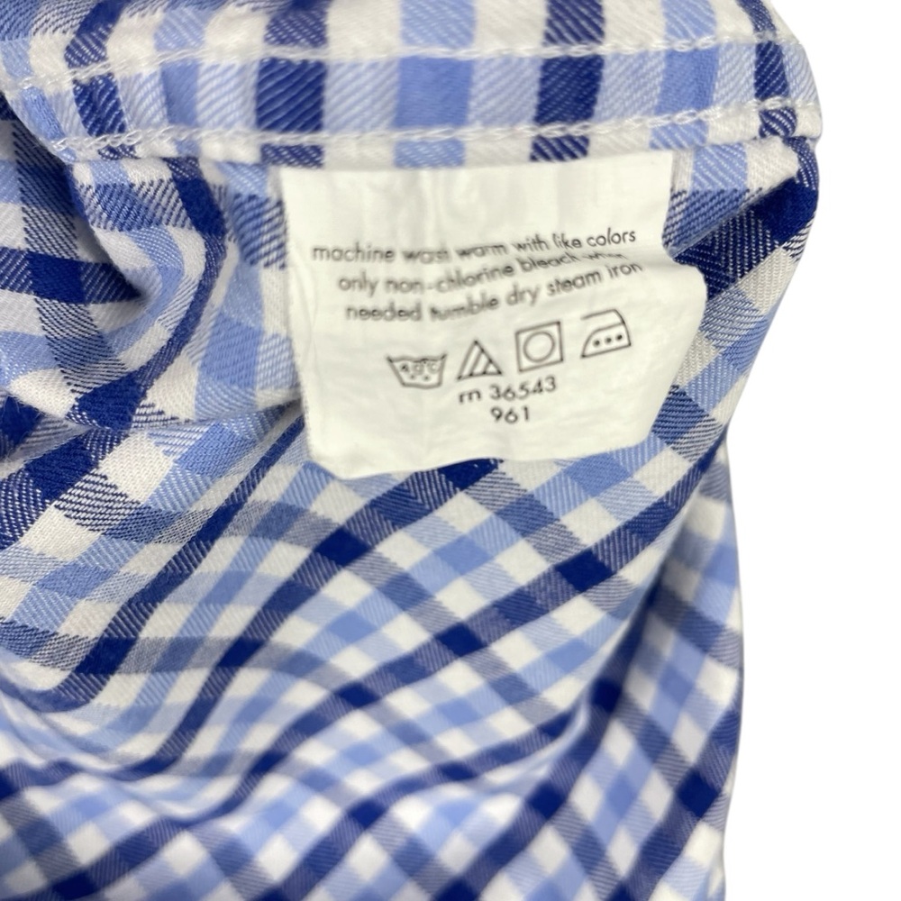 Men's Michael Kors 100% Cotton Blue & White Plaid Long Sleeve Button Down 0023 - Picture 4 of 8